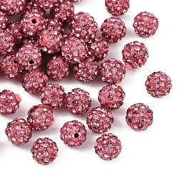 Роза Бусины со стразами, полимерная глина , pave disco бусины, класс А, половине просверлил, круглые, роза, С. 9 (1.5 мм), 1.6 мм, отверстие : 6 мм