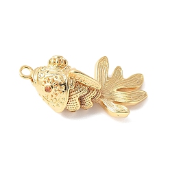 Fish Латунные микропаве прозрачные подвески с фианитом, амулеты из рыбы сардина, стойки покрытие, прочное покрытие, без никеля , рыба, 28x15x11 мм, отверстие : 1.8 мм