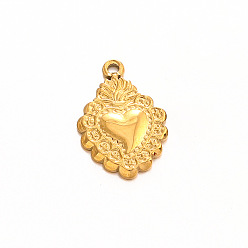 Золотой 304 кулон из нержавеющей стали, сердце, золотые, 18x13 мм