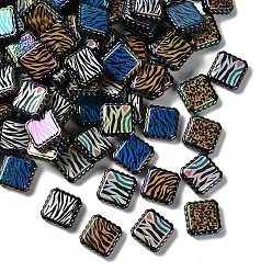 Квадрат Радужные переливающиеся напечатанные непрозрачные акриловые бусины, смешанный стиль, квадратный, 22x22x6 мм, отверстие : 3 мм