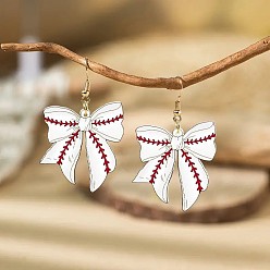 Белый Акриловые серьги-бантики, золотые, белые, 28x26 мм