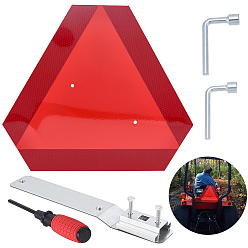 Silver Aluminium Slow Moving Vehicle Tail Warning Sign Boards, with Carbon Steel Cross Screwdriver, High Carbon Steel Hexagon Wrenches and Aluminum Mounting Bracket Hardware Kit, Silver, 403x349x1mm