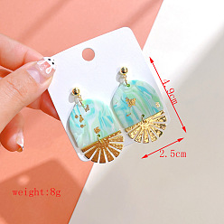 Oval Серьги-гвоздики из полимерной глины с подвесками, золотые, овальные, 49x25 мм