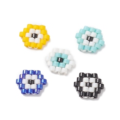 Mixed Color Handmade Japanese Seed Beads, Loom Pattern, Hexagram with Evil Eye, Mixed Color, 6.5x8x1.5mm