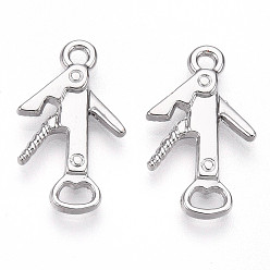 Платина Подвески из сплава , без кадмия, без никеля и без свинца, открывалка для бутылок, платина, 21x12x2.5 мм, отверстие : 1.8 мм