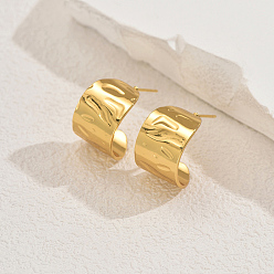 Золотой С-образные серьги-гвоздики из нержавеющей стали, сложить очарование, золотые, 19x14 мм