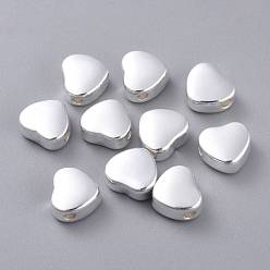 Серебро 304 из нержавеющей стали бусы, сердце, серебряные, 10.5x11.5x5.5 мм, отверстие : 2 мм