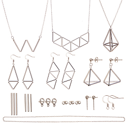 Платина DIY серьги решений, с 304 трубками из нержавеющей стали, латунные кабельные цепи, 304 кольца прыжок из нержавеющей стали, медная ювелирная проволока и 304 компоненты из нержавеющей стали, платина, 7.4x7.2x1.7 см