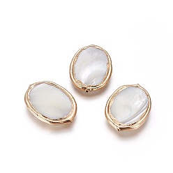 Золотой Стеклянные бусы, край позолоченный, овальные, 29x21.5x5 мм, отверстие : 0.8 мм