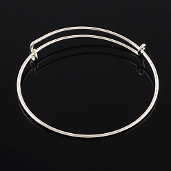 Silver Adjustable Iron Expandable Bangle Making, Silver Color Plated, 2-1/2 inch(65mm)