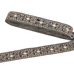 Schwarz Polyesterband im ethnischen Stil, besticktes Webband, mit Pailletten, Schwarz, 1-3/4 Zoll (43 mm)