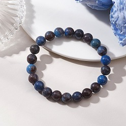 Природный Драгоценный Камень Круглые браслеты из натуральных голубых опаловых бусин на эластичной основе для женщин и мужчин, бусины : 8.5 мм, внутренний диаметр: 2.30 дюйм (5.85 см)