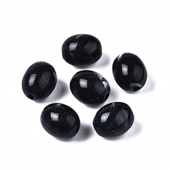 Черный Акриловые бусины, Стиль имитация драгоценных камней, баррель, чёрные, 13x10 мм, отверстие : 2 мм, Около 550 шт / 500 г