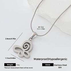 Butterfly 304 Stainless Steel Pendant Necklaces for Women, Stainless Steel Color, Tarnish Free, Butterfly, 15.75 inch(40cm)