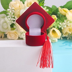 Red Velvet Rings Box, Hat Jewelry Box, Red, 6.3x6.3x4cm