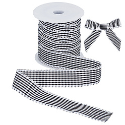 Negro 25 yardas de cintas de poliéster, cinta de tartán, accesorios de vestuario, negro, 1-1/8 pulgada (27 mm)