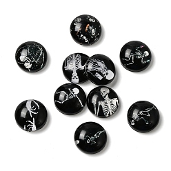 Skeleton Кабошоны из стекла, полукруглые / купольные, скелет, 12x4.5 мм, 10 шт / комплект