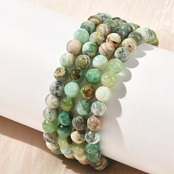 Джаспер с Зелёными Линиями Натуральные зеленые яшмовые круглые эластичные браслеты из яшмы для женщин, бусины : 6 мм, внутренний диаметр: 1.97 дюйм (5 см)