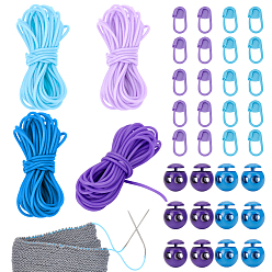 (52) Непрозрачная лаванда 20м 4 цвета полые трубы ПВХ трубчатый шнур из синтетического каучука, с 12шт. 2цветными пластиковыми шнурами-замками и 20шт. 2цветными АБС-пластиковыми маркерами для вязания крючком, разноцветные, резиновый шнур: 2мм, отверстие : 1 мм, 5 м / цвет
