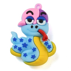 Светло-Голубой ПВХ подвески, змея, для брелка, Небесно-голубой, 52x36.5x18 мм, отверстие : 2.5 мм