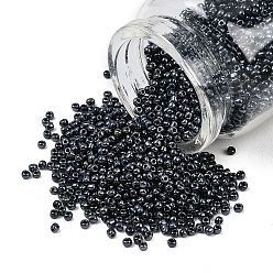 Черный 12/0 стакан бисер, металлических цветов, чёрные, 2 мм, отверстия : 1 mm, около 30000 шт / фунт