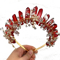 Другие Кварцы Натуральные гальванизированные хрустальные ободки для волос, короны для волос для женщин и девочек, 200x160 мм