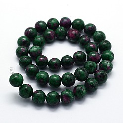 Natural Gemstone Natural Gemstone Beads Strands, Imitation Ruby in Zoisite, Dyed, Round, 10mm, Hole: 1mm, about 38pcs/strand, 14.96 inch(38cm)
