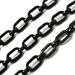 Черный 304 цепи прямоугольные звенья нержавеющие, несварные, вакуумное покрытие pvd, чёрные, 11x6.5x1.4 мм