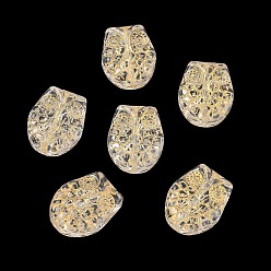 Transparent Backfarbe transparente Glasperlen, Eule, goldenen Metall umschlungen, Transparent, 18x15x6 mm, Bohrung: 1.4 mm