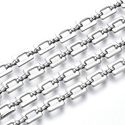 Платина Латунные цепочки, прямоугольные звенья цепи, несварные, без кадмия, без никеля и без свинца, с катушкой, платина, Прямоугольник: 6.5x4.6x1 мм, ссылка: 5.8x2.5x1.2 mm, около 16.4 футов (5 м) / рулон