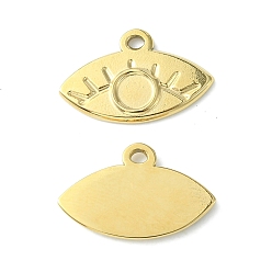 Real 14K Gold Plated 304 Stainless Steel Pendant  Cabochon Settings, Eye, Real 14K Gold Plated, Tray: 3.7mm, 11x17.5x1.5mm, Hole: 1.4mm