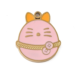 Maneki Neko 304 нержавеющей стальной эмали подвески, реальный 18 k позолоченный, Maneki Neko, 15.5x13.5x1.5 мм, отверстие : 1.3 мм