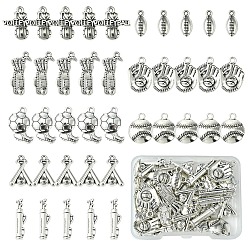 Античное Серебро 40 шт 8 стили подвески из сплава в тибетском стиле, спортивная тема, античное серебро, 18.2~23x6~20.7x2.5~4 мм, отверстие : 1.4~4 мм, 5 шт / стиль