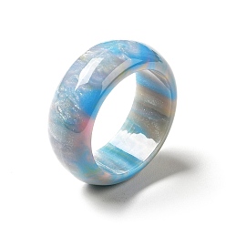 Dodger Blue Resin Plain Band Finger Ring for Women, Dodger Blue, US Size 6 3/4(17.1mm)