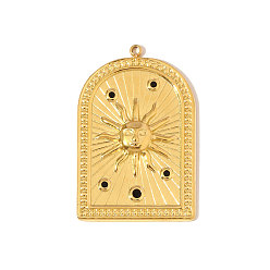 Настоящее золото 18K 304 подвески из нержавеющей стали, арочные прелести, со стразами, ионное покрытие (ip), реальный 18 k позолоченный, 34x22 мм