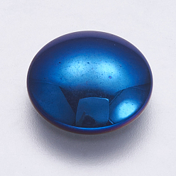 Blue Plated Electroplate Non-magnetic Synthetic Hematite Cabochons, Flat Round, Blue Plated, 10x3mm