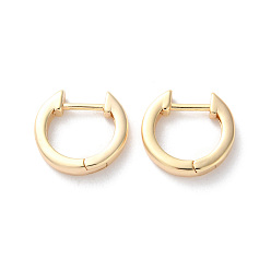 Настоящее золото 18K Латунные серьги обруча, долговечный, реальный 18 k позолоченный, 12x11.5x2 мм, штифты : 0.8 мм