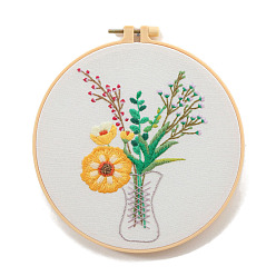 Золотистый Стартовый набор для вышивки узором вазы своими руками с инструкцией, стартовые наборы для вышивания взрослых, Простые поделки своими руками из тисненой ткани, золотые, 300x300 мм