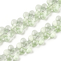 Темный Морско-зеленый Прозрачные стеклянные бусины, цветка сливы, темно-зеленый, 12~13x12~13x7 мм, отверстие : 1 мм, около 59~60 шт / нитка, 24.80~25.20'' (63~64 см)