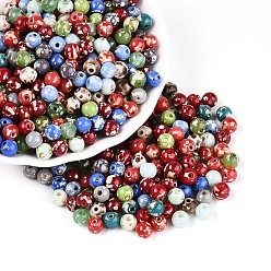 (52) Непрозрачная лаванда Краска для выпечки пикассо стеклянные бусины, круглые, разноцветные, 6~6.5 мм, отверстие : 1.2~1.6 мм, Около 1550 шт / фунт