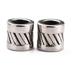 Античное Серебро 304 из нержавеющей стали бусы, Бусины шарики европейского стиля, бусины с большим отверстием, колонка, античное серебро, 10x10 мм, отверстие : 6.5 мм