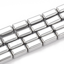 с Платиновым Покрытием Гальванизировать немагнитных синтетический гематит бисер пряди, кубоид, с покрытием платиным, 8x4x4 мм, отверстие : 1 мм, около 50 шт / нитка, 16.14 дюйм