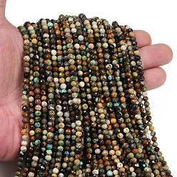 Бирюза из Хубэя Хубэй природных бирюзовый бисер нитей, граненые, круглые, 4 мм, отверстие : 0.7 мм, около 92~95 шт / нитка, 14.61~15 дюйм (37.1~38.1 см)