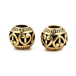 Античное Золото Европейские сплавочные бусины тибетского стиля , бусины с большим отверстием, RONDELLE с сердцем, античное золото , 11x9.5 мм, отверстие : 4.5~5 мм