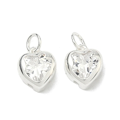 Серебро 925 подвески в форме сердца из стерлингового серебра с прозрачными кубическими цирконами, с печатью 925, серебряные, 10.5x9x4.5 мм, Перейти кольцо: 5x0.8 мм, внутренний диаметр: 3.2 мм