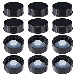 Черный Пластиковая 28 зубчатая крышка от бутылки с внутренней пробкой воронки, герметичная крышка, для эфирного масла пустой многоразовый флакон, чёрные, 32.5x13.5 мм