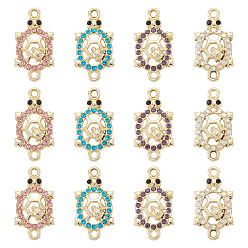 (52) Непрозрачная лаванда 16шт. сплава стразы соединительные подвески, золотой свет, без кадмия и без свинца, черепаха, разноцветные, 23.5x12.5x3.5 мм, отверстие : 1.8 мм