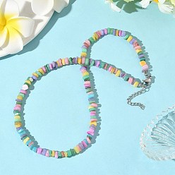 Нержавеющая Сталь Цвет Ожерелья из натуральных окрашенных пресноводных ракушек, разноцветные самородки, для женщин, с 304 концевыми цепями из нержавеющей стали, цвет нержавеющей стали, 15.94 дюйм (40.5 см)