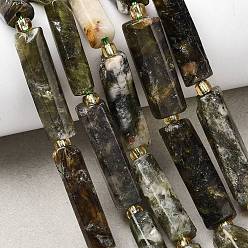 Fuchsite Бусины из натурального фуксита, колонка, с бисером, 14~30x6.5~7.5x6.5~7.5 мм, отверстие : 1 мм, около 13~15 шт / нитка, 15.87'' (40.3 см) ~ 16.06'' (40.8 см)