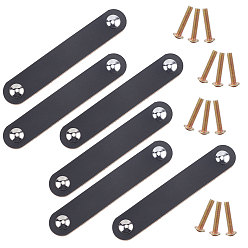 Черный Дверные ручки из искусственной кожи, для запасных частей дверных ремней шкафа, чёрные, 141x24.5x3.5 мм, отверстие : 3.5 мм, 24x7.5